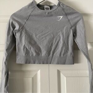 Gymshark light grey Long Sleeve Crop Top